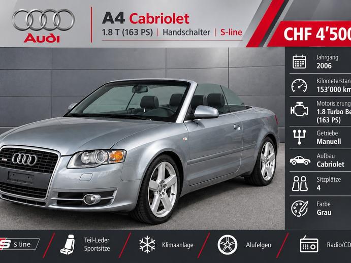 AUDI A4 Cabriolet 1.8 Turbo S-Line, Benzin, Occasion / Gebraucht, Handschaltung
