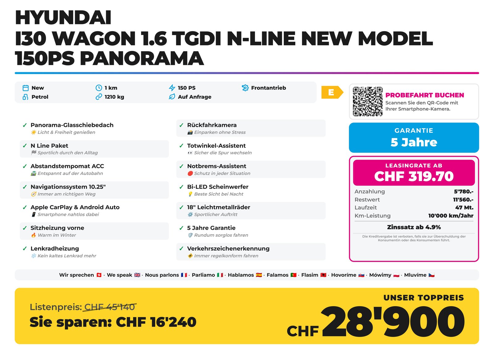 HYUNDAI i30 Wagon 1.6 TGDi N-Line NEW MODEL 150PS Panorama, Benzin, Neuwagen, Automatik - 2