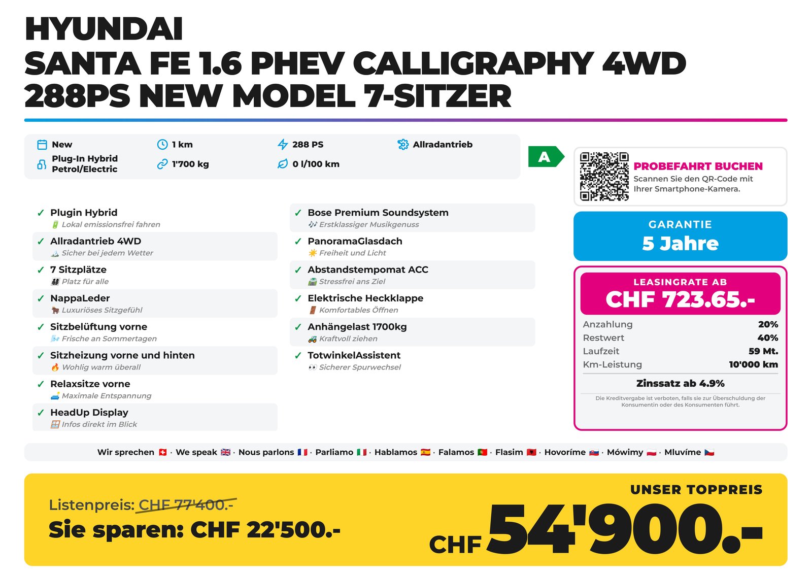 HYUNDAI Santa Fe 1.6 PHEV Calligraphy 4WD 288PS NEW MODEL 7-, Plug-in-Hybrid Benzin/Elektro, Neuwagen, Automatik - 2