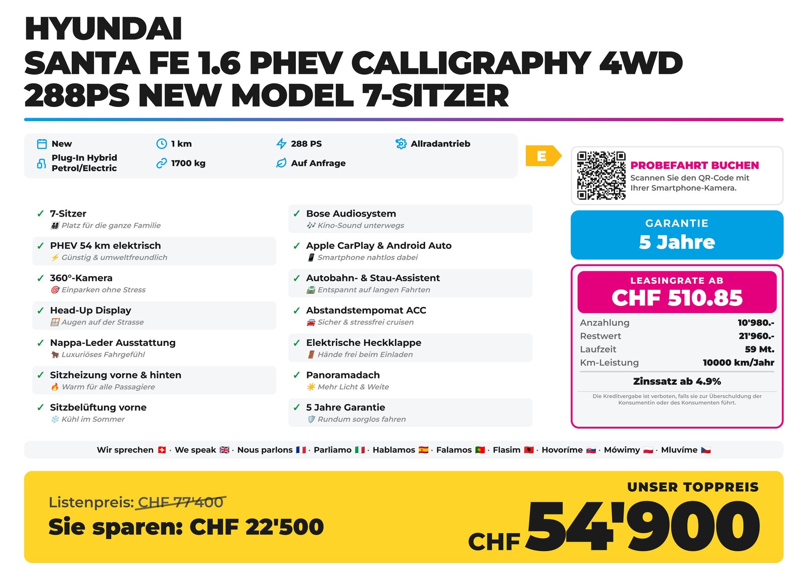 HYUNDAI Santa Fe 1.6 PHEV Calligraphy 4WD 288PS NEW MODEL 7-, Plug-in-Hybrid Benzin/Elektro, Neuwagen, Automatik - 2