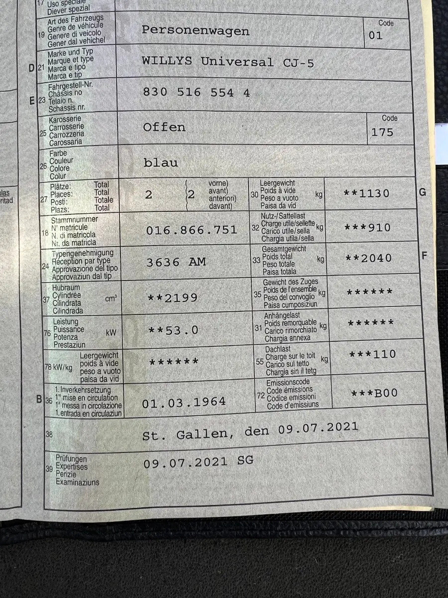 JEEP CJ-5 Willys Universal, Benzina, Occasioni / Usate, Manuale - 5