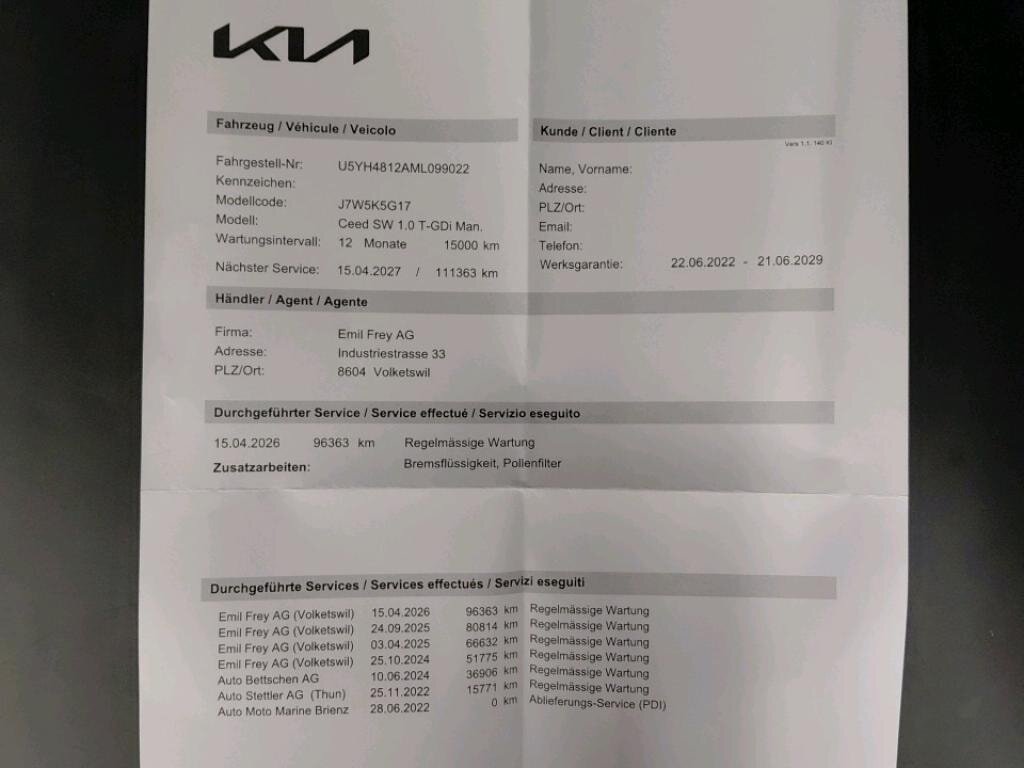KIA Ceed Sportswagon 1.0 T-GDi MHEV Power ** Frisch ab MFK und, Hybride Leggero Benzina/Elettrica, Occasioni / Usate, Manuale - 7