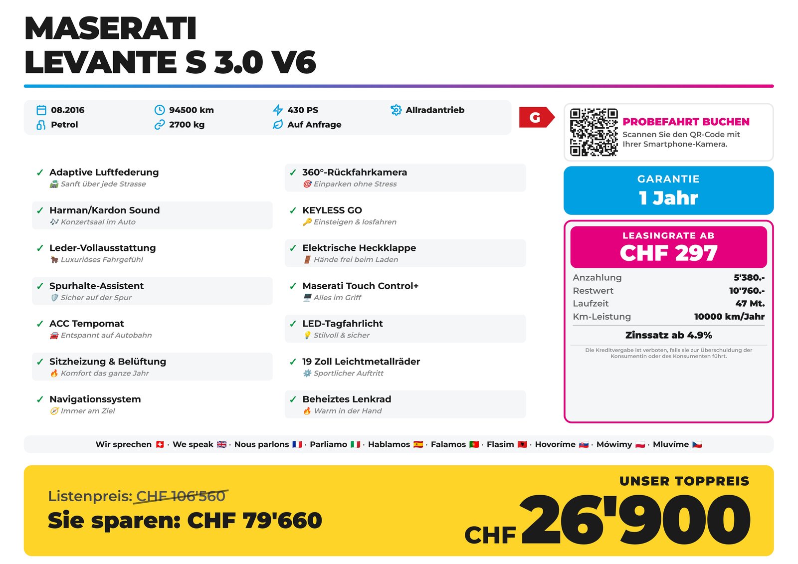 MASERATI Levante S 3.0 V6, Benzin, Occasion / Gebraucht, Automatik - 2