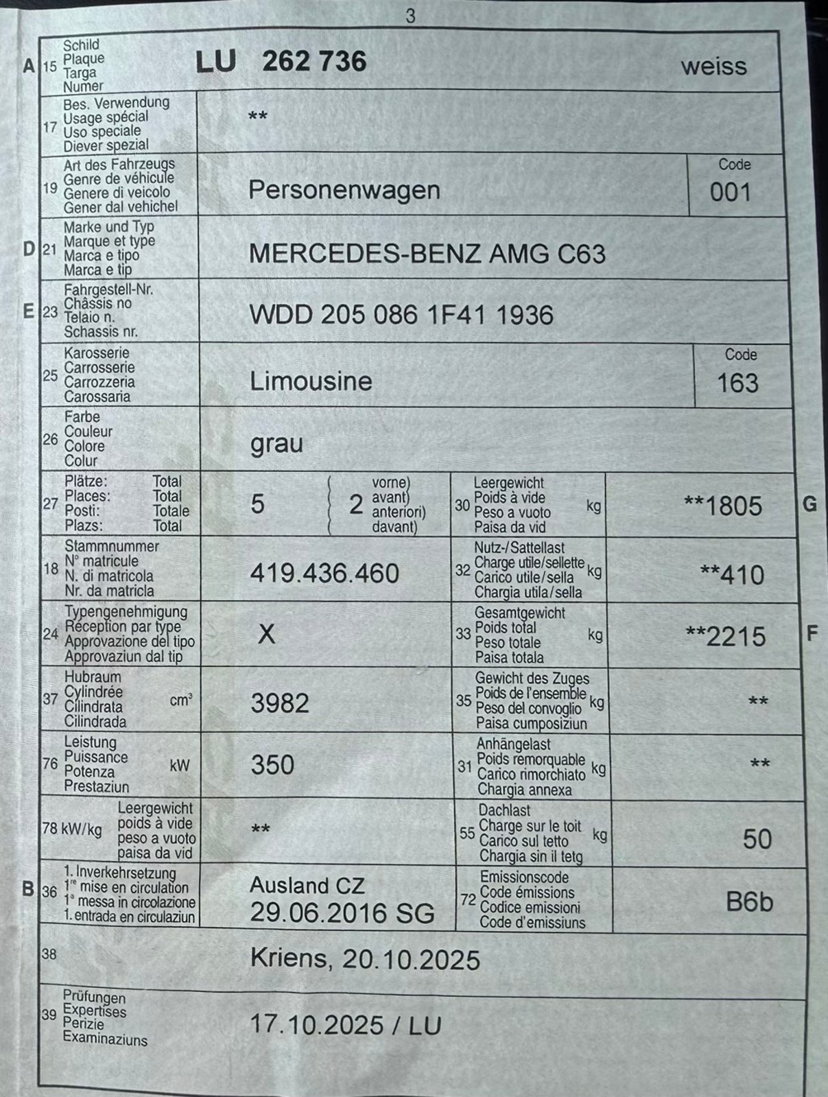 MERCEDES-BENZ C-Klasse W205 C 63 AMG, Essence, Occasion / Utilisé, Automatique - 6