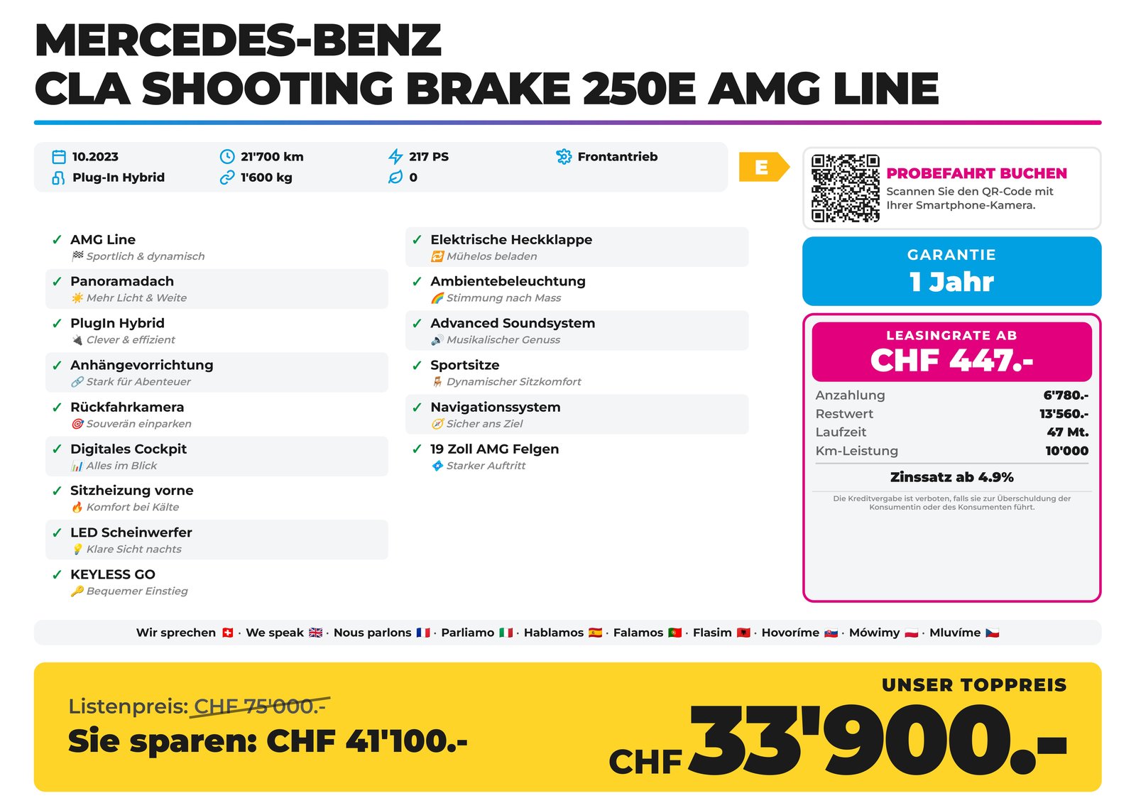 MERCEDES-BENZ CLA Shooting Brake 250e AMG Line AHK Panorama, Plug-in-Hybrid Benzina/Elettrica, Occasioni / Usate, Automatico - 2