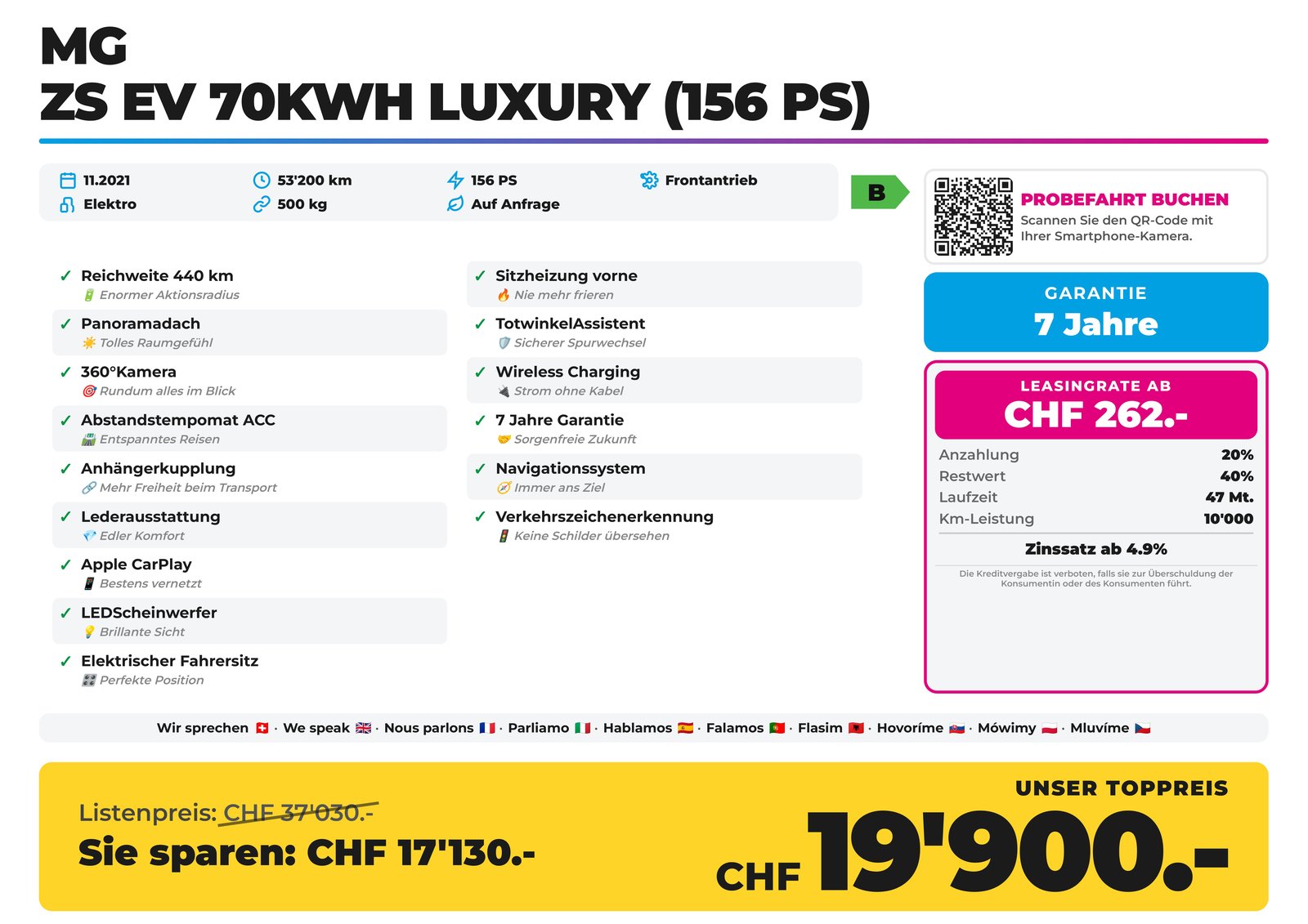 MG ZS EV 70kWh Luxury AHK Reichweite 440 km, Elektro, Occasion / Gebraucht, Automatik - 2
