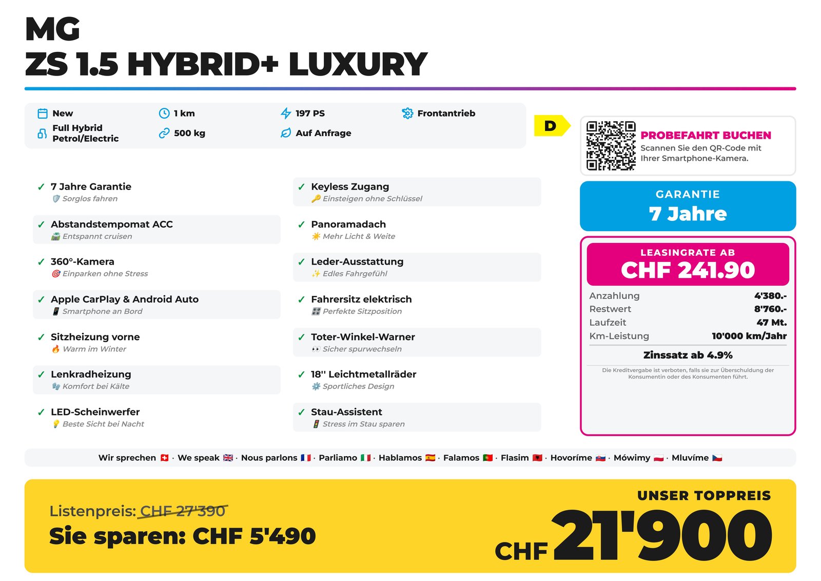 MG ZS 1.5 Hybrid+ Luxury, Hybride Intégral Essence/Électricité, Voiture nouvelle, Automatique - 2
