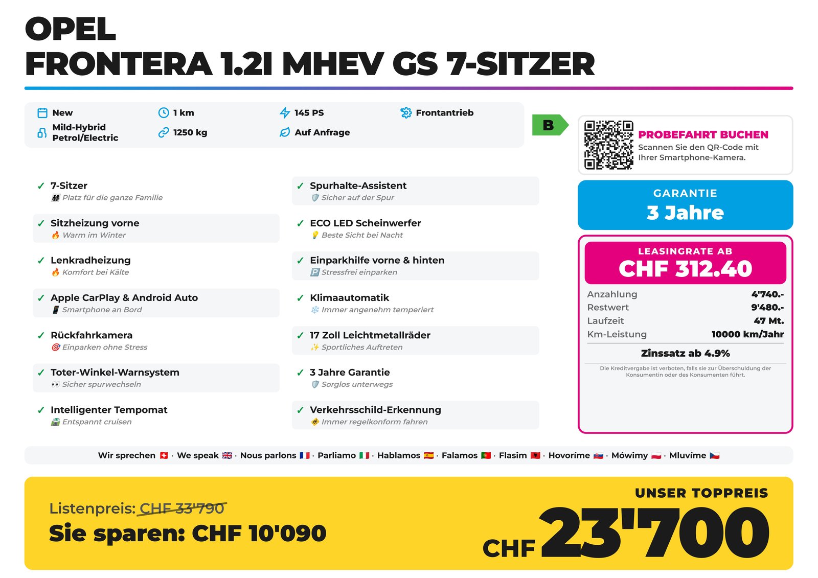 OPEL Frontera 1.2i MHEV GS 7-Sitzer, Mild-Hybrid Benzin/Elektro, Neuwagen, Automatik - 2