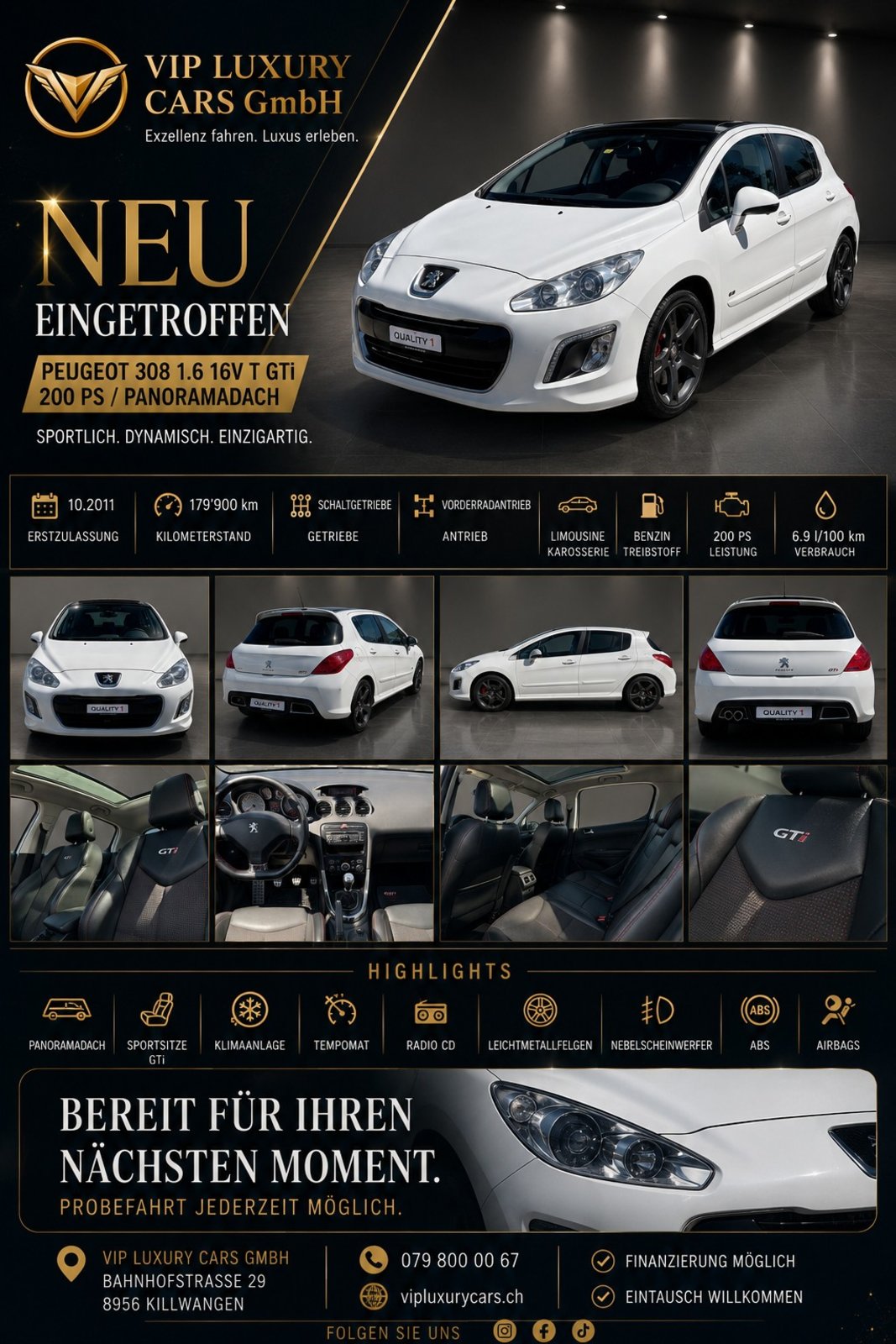 PEUGEOT 308 1.6 16V T GTi 200 PS / Panoramadach, Essence, Occasion / Utilisé, Manuelle - 3