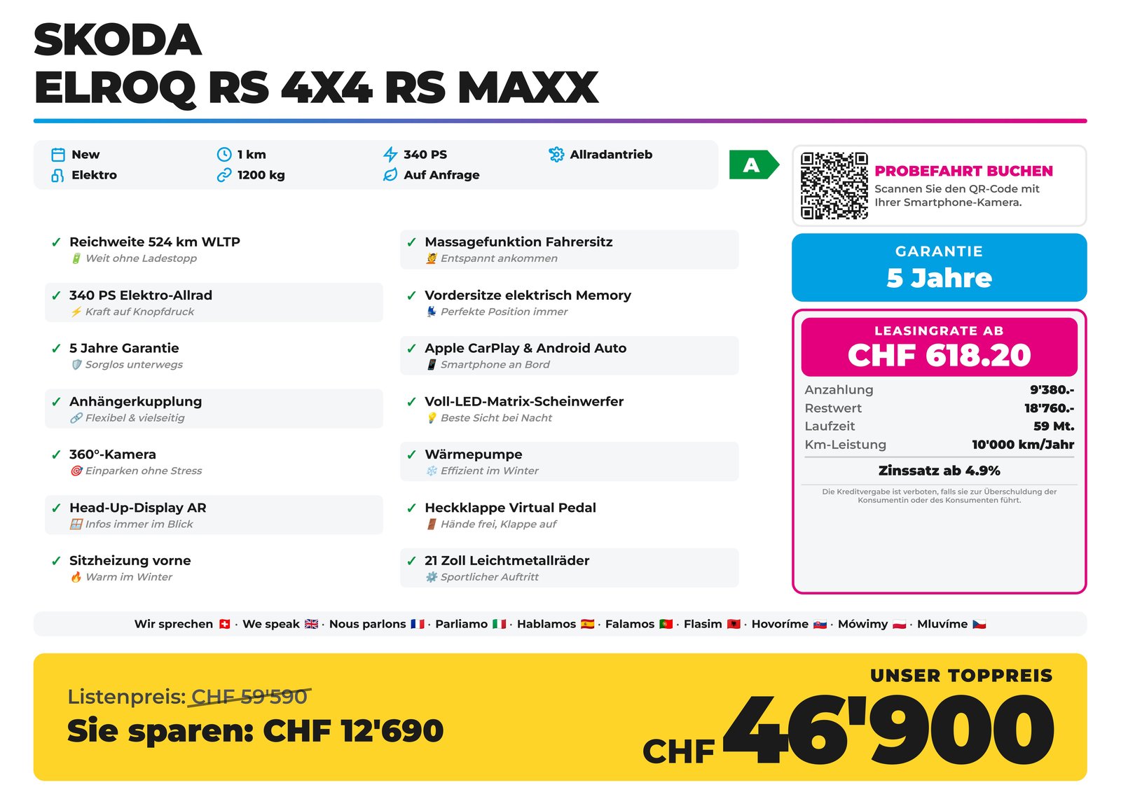SKODA Elroq RS 4x4 RS MAXX + AHK + 5 Jahre Garantie, Électrique, Voiture nouvelle, Automatique - 2
