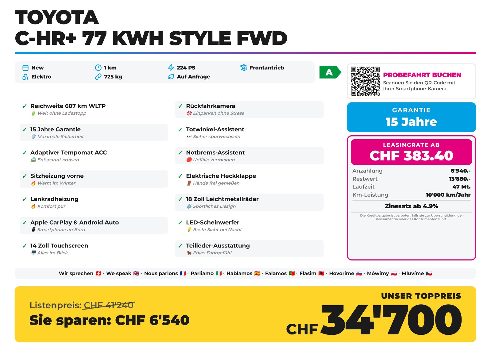 TOYOTA C-HR+ 77 kWh Style FWD Reichweite 607 km, Électrique, Voiture nouvelle, Automatique - 2