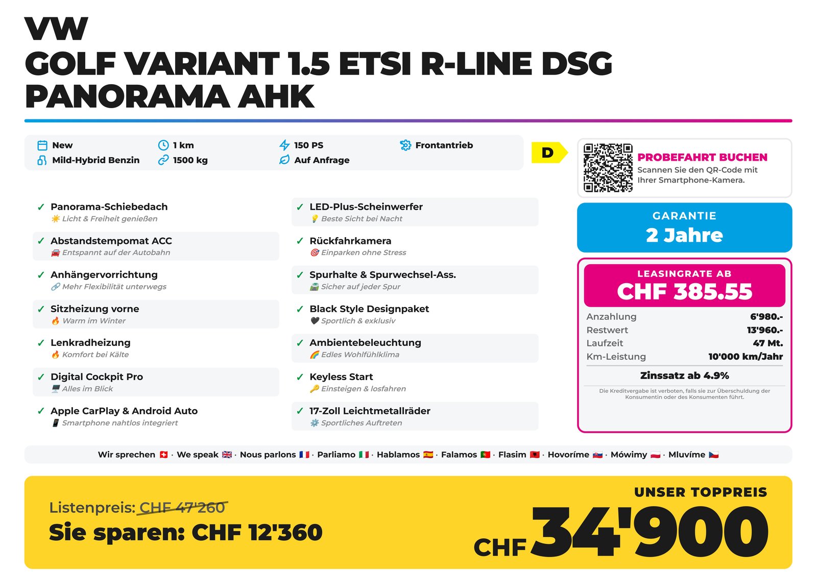 VW Golf Variant 1.5 eTSI R-Line DSG Panorama AHK, Hybride Léger Essence/Électricité, Voiture nouvelle, Automatique - 2