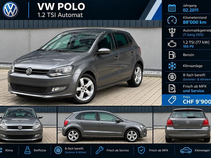 VW Polo 1.2 TSI Team DSG 88000 km frisch ab MFK Service Ste, Essence, Occasion / Utilisé, Automatique